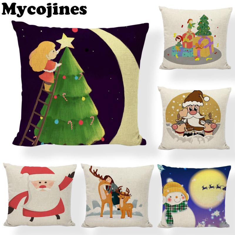 

Fashion Christmas Pillow Case Snowman Santa Moon Deer Year Gift Living Room Sofa Car Seat Home Decoration Cushion Cover Cushion/Decorative