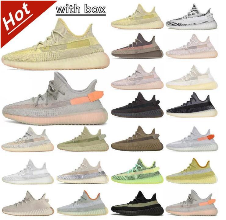 

with box 2021 Kanye West Shoe Ash Blue Stone Asriel Sulfur Israfil Zebra Cream White Marsh Flax Black Static Reflective Running Shoe
