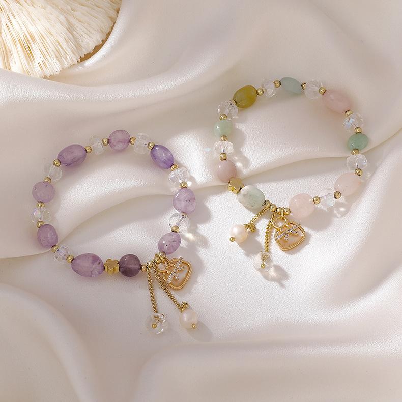 

Fashion And Elegant Freshwater Pearl Bracelet Women's Metal Bag Pendant Party Accessories Charm Bracelets