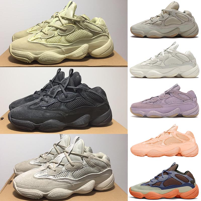 

With Box Kanye 500 Running Shoes Men Women Sports Sneakers Stone Soft Vision Bone white Utility Black Blush Salt PINK Mens Womens Trainers Size 36-47, A29 36-45 undefeated-black