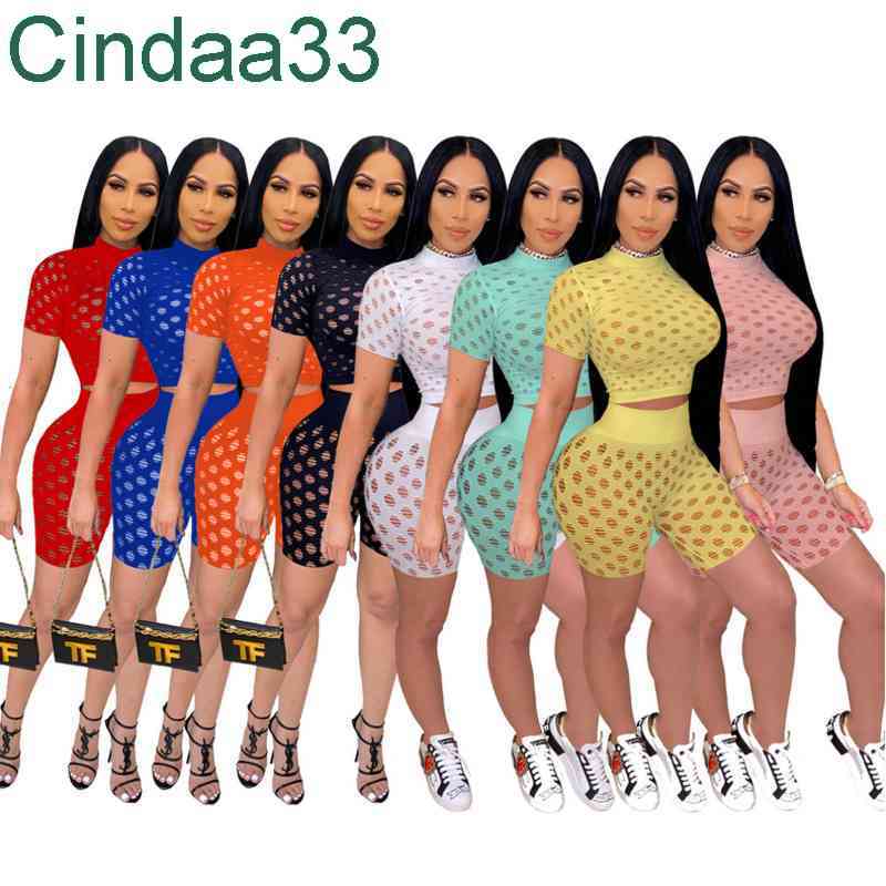 

Plus Size Women Clothes 2021 Hollow Perspective Sexy Summer Casual Tracksuit Mesh 2 Piece Short Sets Ladies Short Sleeve Leggings Outfits, Mix or leave a message