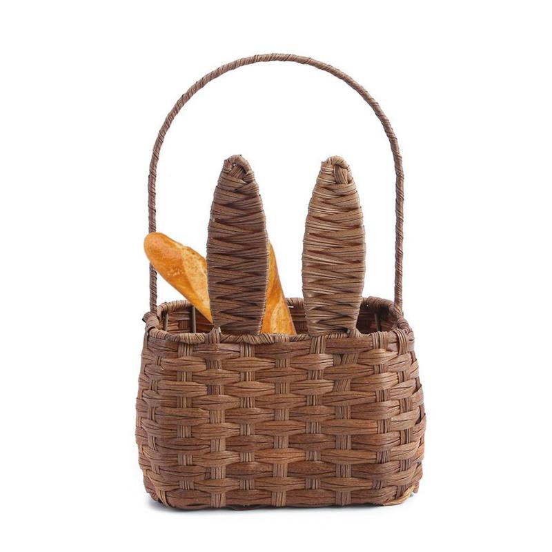 

Imitated Cattail Woven Basket Spring Outing Picnic Ear Easter Egg And Candy Holder Storage Baskets