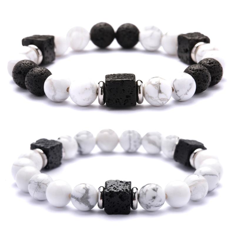 

Lava Stone Cube Beads 8MM Howlite Bracelet Man Fashion Gift For Men Ankle Bead Bracelets Beaded, Strands