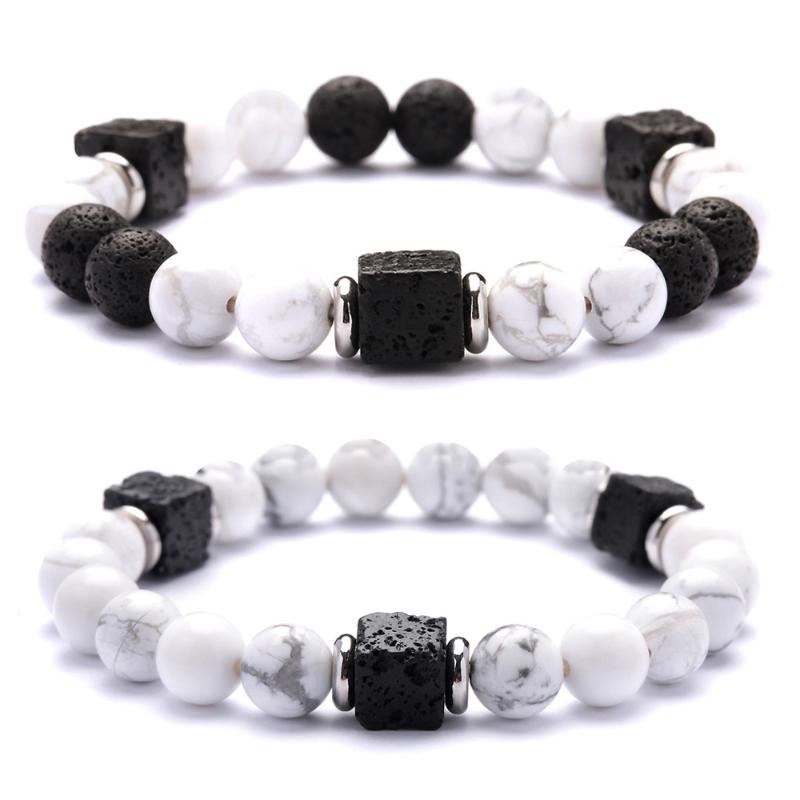 

Lava Stone Cube Beads 8MM Howlite Bracelet Man Fashion Gift For Men Ankle Bead Bracelets Beaded, Strands