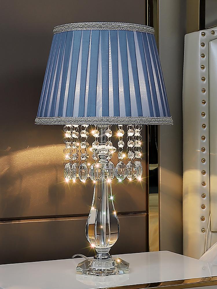 

Table Lamps Modern Fashion Crystal Lamp Bedroom Bedside Living Room Luxury Warm Romantic Marriage American Blue