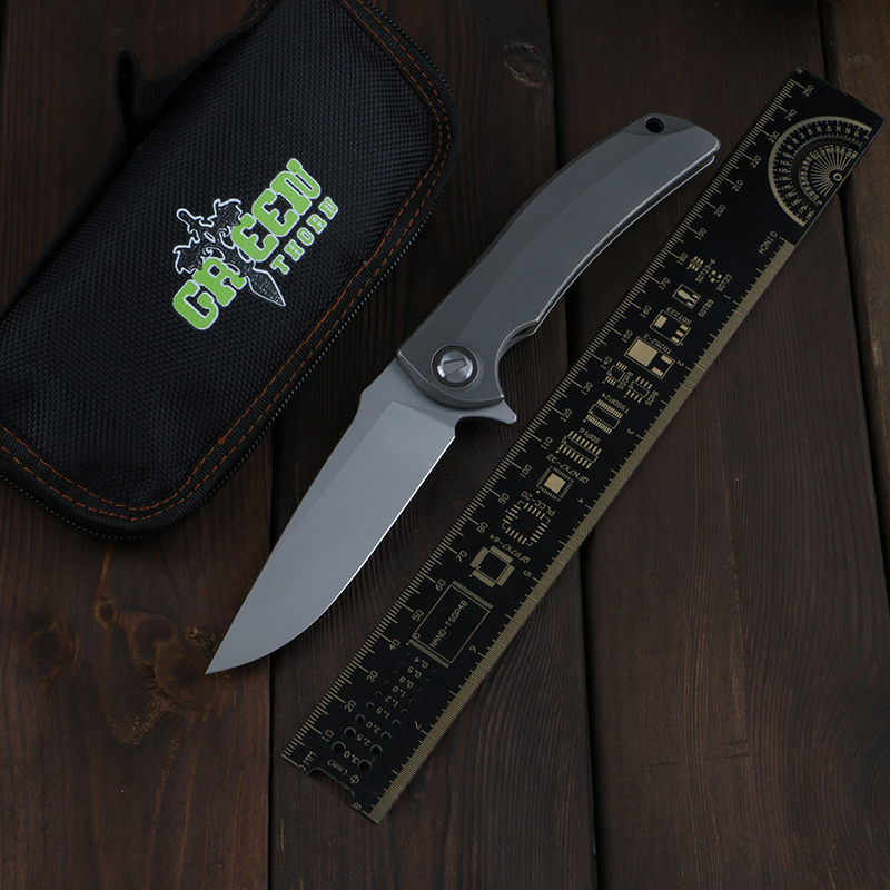 

Green thorn folding knife Overkill TC4 titanium handle blade VG10 camping outdoor survival EDC tool