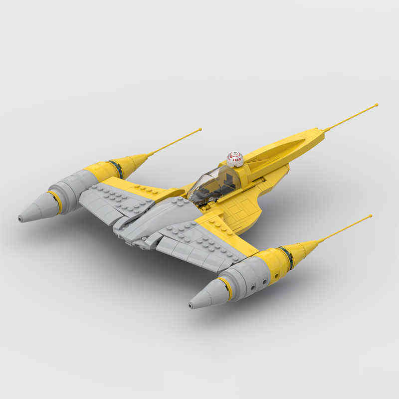 

Children Space Wars Movie Weapon Battle Spaceship Naboo N-1 Starfighters Yellow Aircraft Mini Model Moc Building Blocks Kids Toy G1204