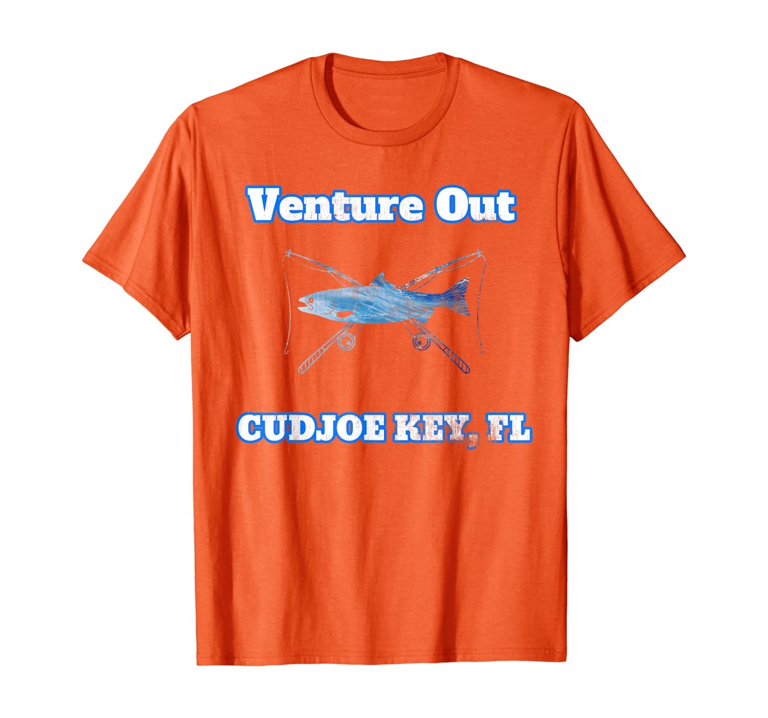 

Florida Keys Venture Out Cudjoe Key fishing souvenir shirt, White;black