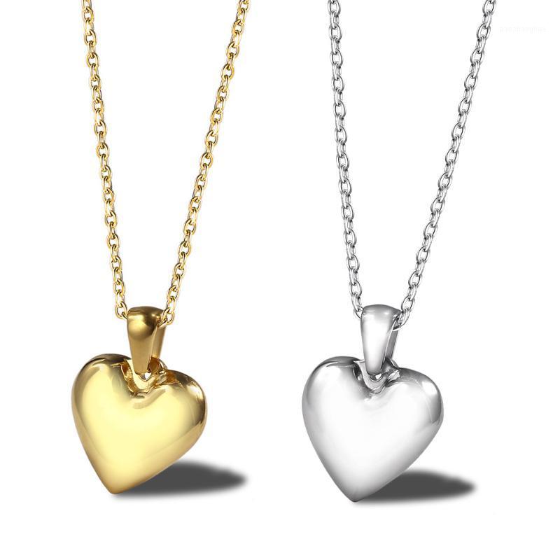 

Chains Stainless Steel Gold Small Mini Heart Pendant Necklace Women Minimalism Necklaces Jewellery Gift For Him, Silver