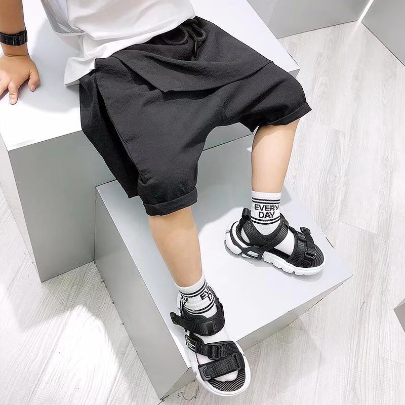 

Spring Summer Big Boys Girls Harem Shorts Kids Children Clothes Fashion Style Casual Pants, Black