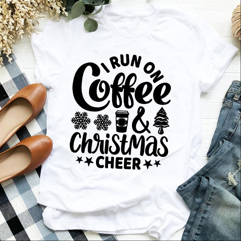 

women merry womens christmas coffee snowflake season tree light holiday clothes ladies graphic print tee tshirt female t, White