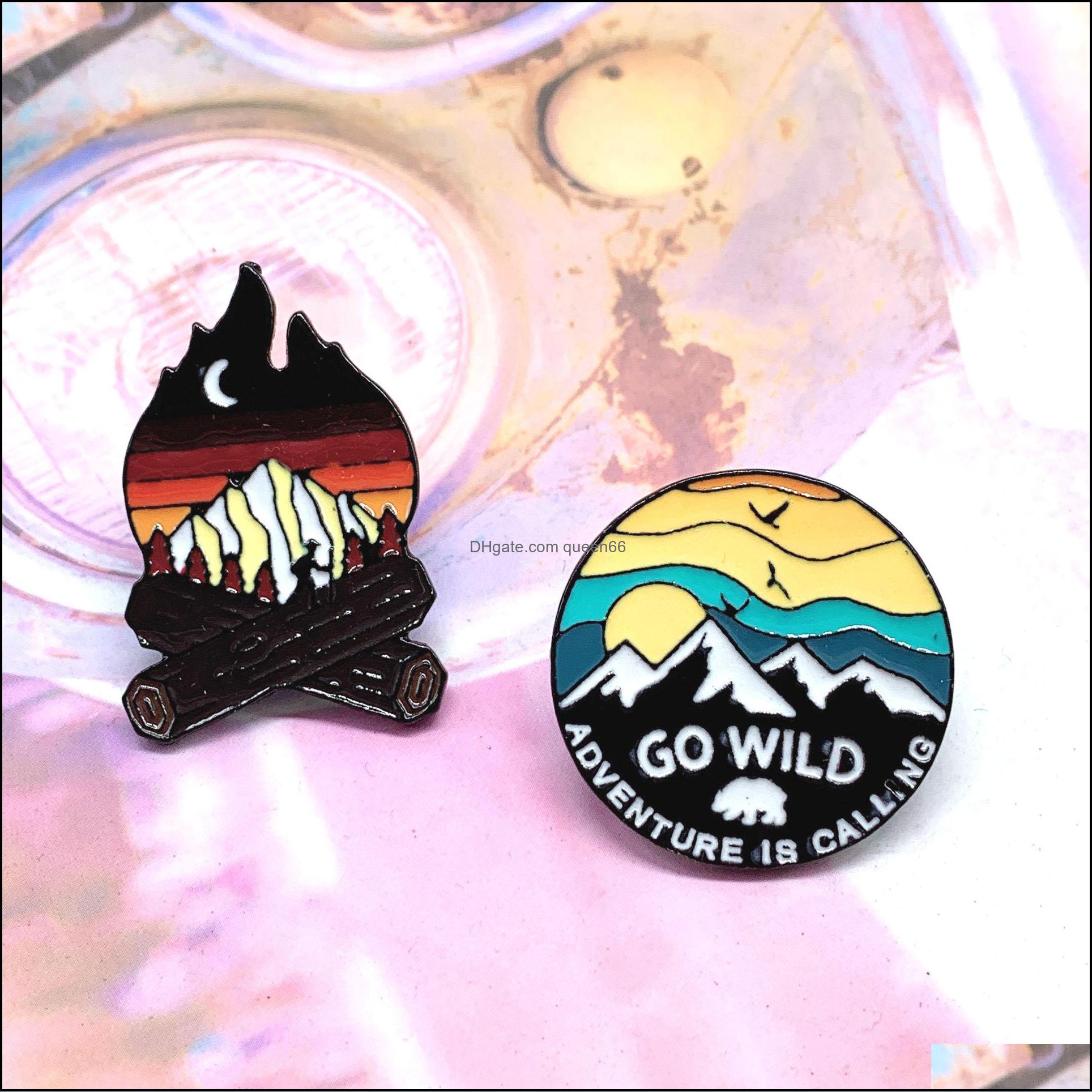 

Pins, Brooches Jewelry Journey Adventure Cartoon Cute Enamel Pins Go Wild! Mountain Denim Clothes Bag Lapel Pin Fashion Gift For Friends Dro