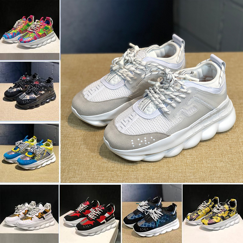 

Fashion Chainz x Versace Chain Reaction 2 Casual shoes black white gold platform vintage Designer Mens women men Sports Trainers Luxury Sneakers 36-45, 34