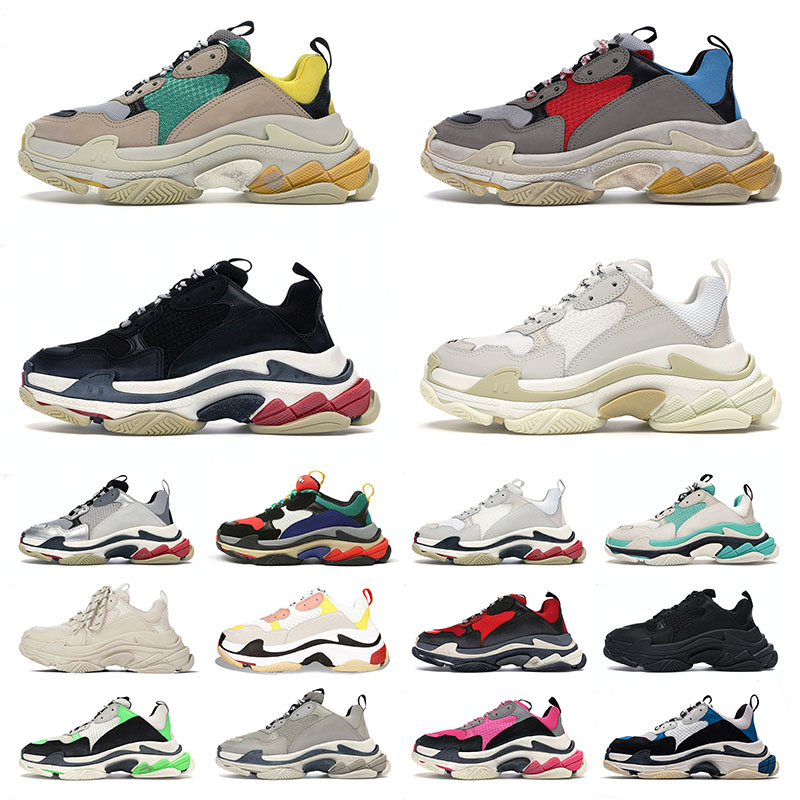 

Top quality Triple s casual shoes mens platform sneakers beige green yellow grey red blue candy rose gold white purple men women 6-layer trainers, B5 36-45