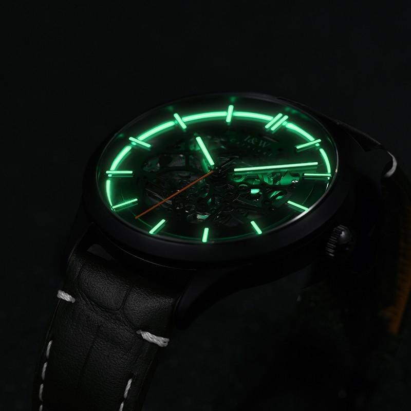 

Wristwatches MIYOTA Movement Skeleton Watch Automatic CARNIVAL Black Tourbillon Mechanical Men Sapphire Leather Strap Luminous Reloj, Full black leather