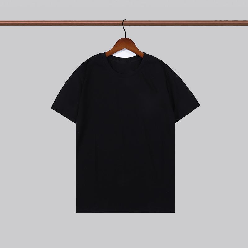 

A-2729 Summer Black Short Sleeve Printing Tops Tees Solid Color Round Collar Pullovers White Casual Loose T-shirt Streetwear Couples Clothes