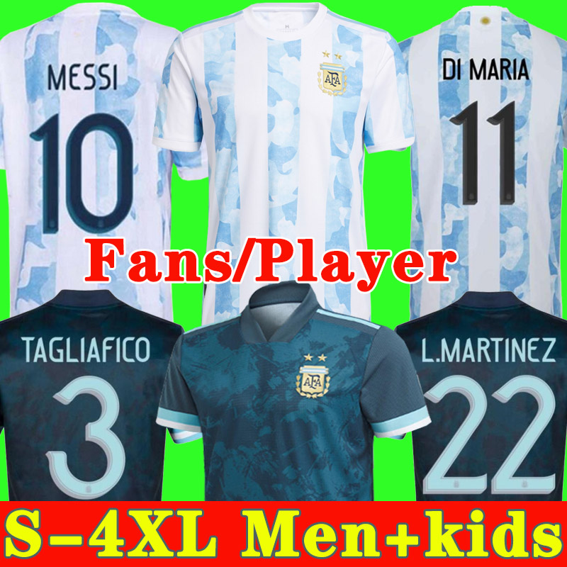 

2021 Argentina soccer Jersey 20 21 Fans player version Copa champion football shirt MESSI DYBALA AGUERO L.MARTINEZ MARTINEZ TAGLIAFICO Men Kids kit uniforms, P01 2021 home