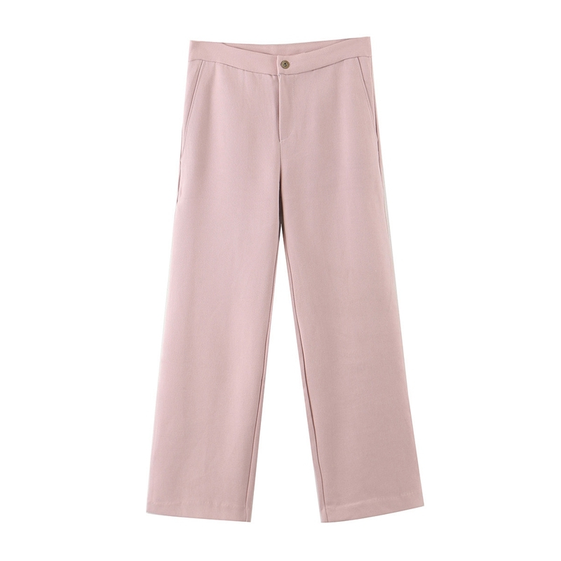 

Casual Solid Color Office Lady Pants Womne High Waist Straight Trousers Spring XZ2494 210525, Black