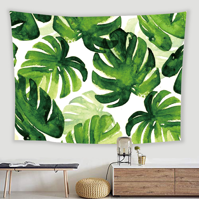 

Large Tropical Leaves Printed Tapestries High Quality Wholesale Green Leaf Tapestry Wall Hanging for Dorm Room Garden Office House Decor