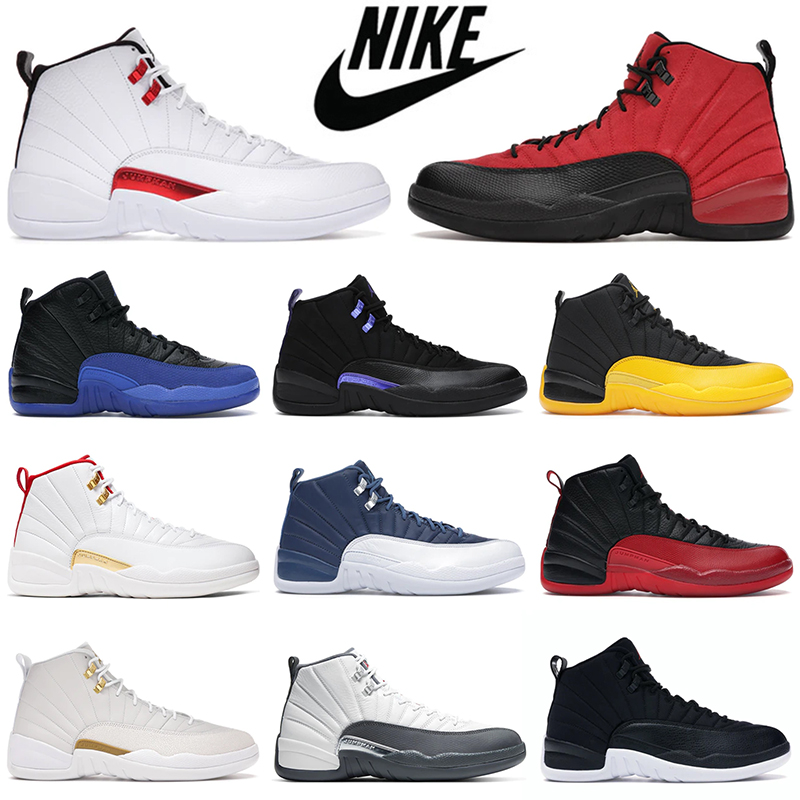 

air jordan 12 12s retro basketball shoes men Twist Reverse Flu Indigo Black Dark Concord Dark Grey French mens womens outdoor sports trainers sneakers