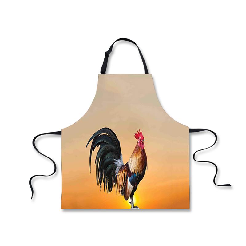 

Cute Rooster Print Sleeveless Apron Woman Men Bibs Home Cooking Baking Coffee Shop Cleaning Aprons For Women Kitchen Accessories