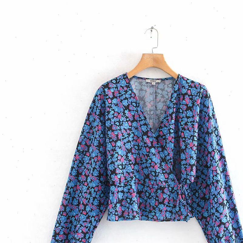 

womens shirt fashion women cross v neck floral print casual kimono blouse shirts long sleeve chic lace up chemise blusa, White