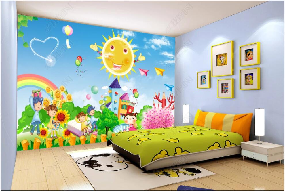 Custom murals 3d photo wallpaper on the wall Beautiful rainbow fairy tale paradise children&#039;s room home decor living room 3d wall murals wal-image-707312782