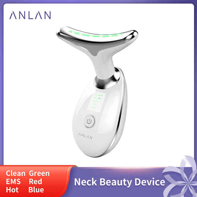 NXY Face Care Devices Anlan Neck Face Device 3 Colors Led Photon Therapy Skin Tighten Reduce Double Chin Anti Wrinkle Remove Care Tools 0222