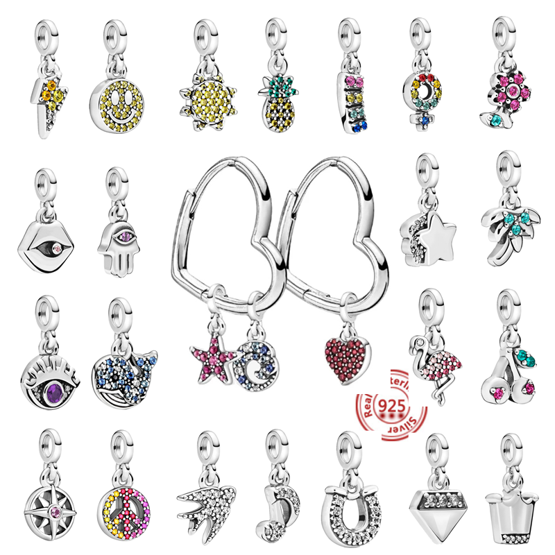 

Other 925 Silver Starfish Swallow Flamingo Flowers Mini Pendant Beads Fit Original Charms Me Bracelet Earrings DIY Jewelry