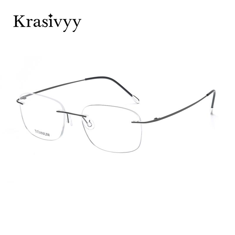 

Fashion Sunglasses Frames Krasivyy Titanium Glasses Frame Women 2021 European Classic Design Rimless Prescription Eyewear Eyeglasses For Men