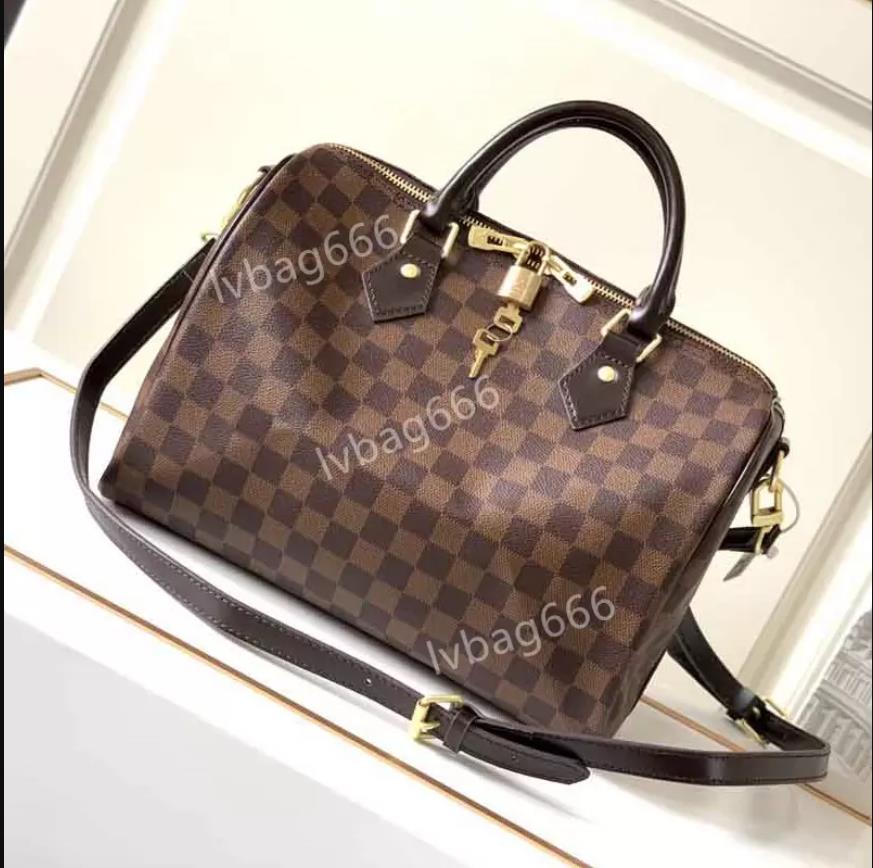 

GGs LOUISS VUTTONS LVs YSLs High Quality Handbags Cowhide Speedy 30CM Luxury designer Hot Bags Bag Women Oxidize Shoulder Totes Lady Fashion Bags, Brown plaid
