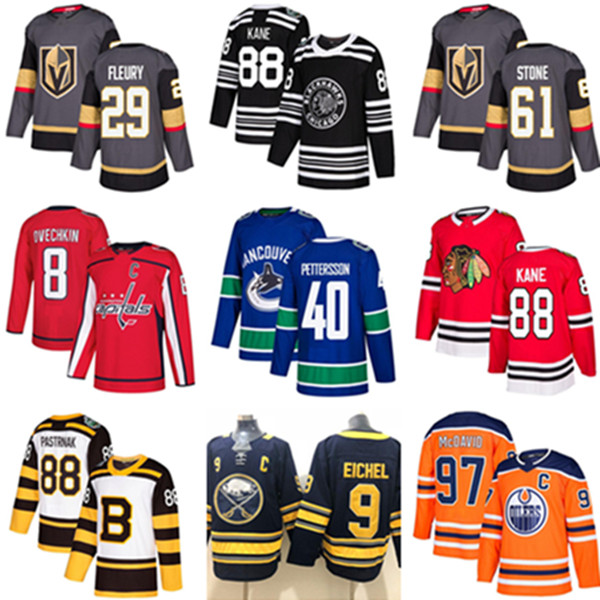 

2021 Toronto Maple Leafs Jersey Vancouver Canucks 40 Pettersson Edmonton Oilers 97 Vegas Golden Knights 29 Marc-Andre Fleury Hockey Jerseys, Black;red