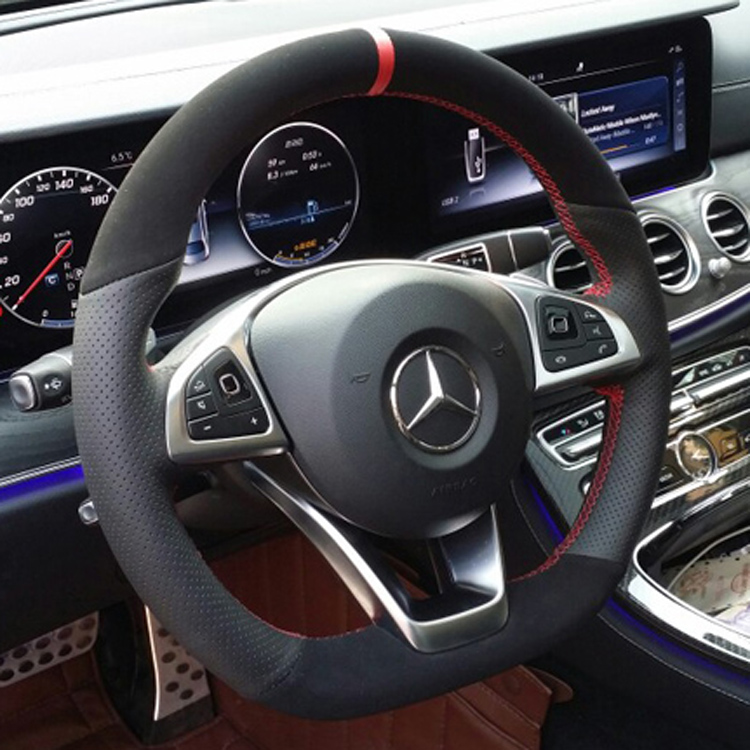 

For Mercedes-Benz C-Class E-Class GLC260 C200 E300 GLA GLE CLA CLS DIY Custom hand-stitched leather steering wheel cover