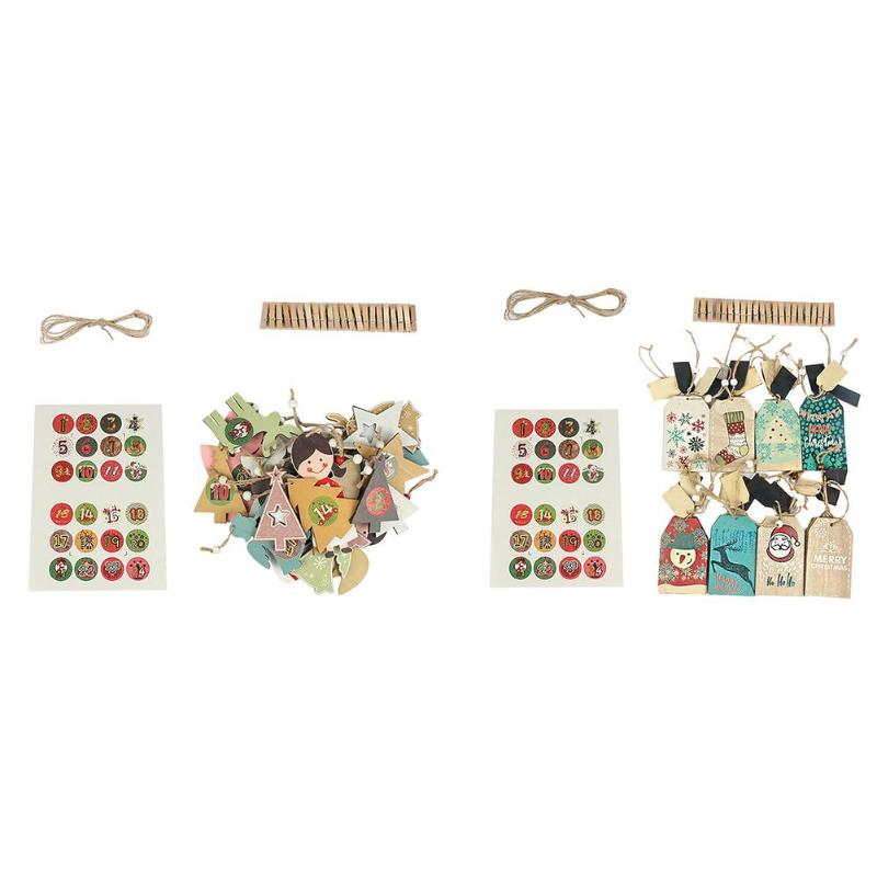 

Christmas Decorations Calendar Pendant 24 Days Wooden Label Digital Decor