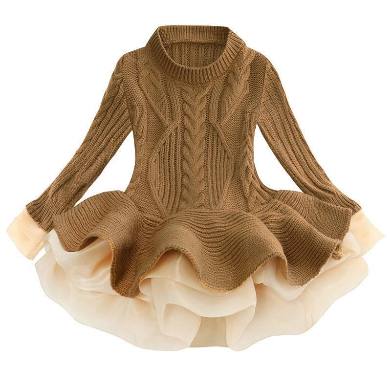 

Spring Toddler Baby Long Sleeve Tutu Dress Girl Kids Dresses For Girls Clothing Party Solid Princess 2-8 Years Girl's, Red;yellow
