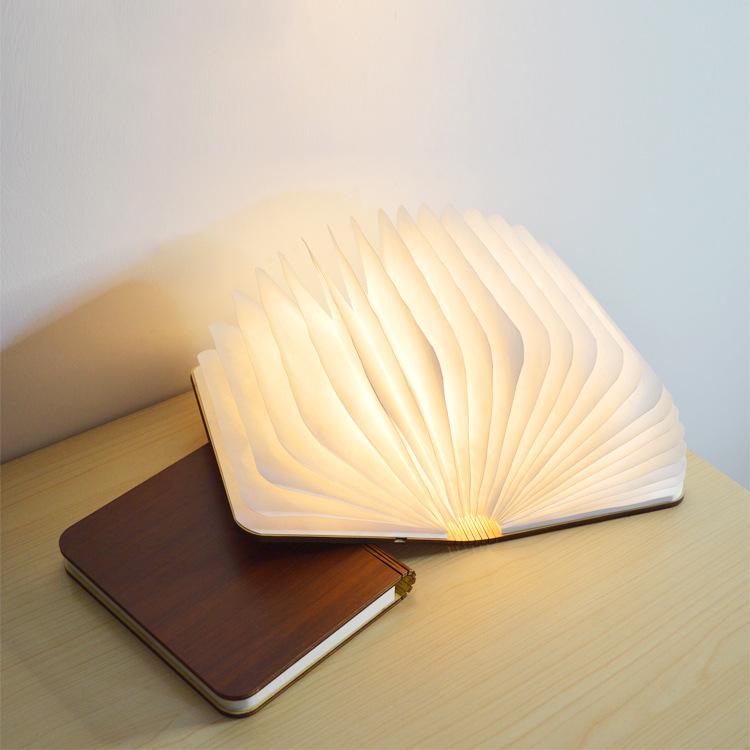 

Night Lights Creative LED Light USB Rechargeable Batteries Book Lamp Wooden Foldable Desk Home Decoration Kids Birthday Gift