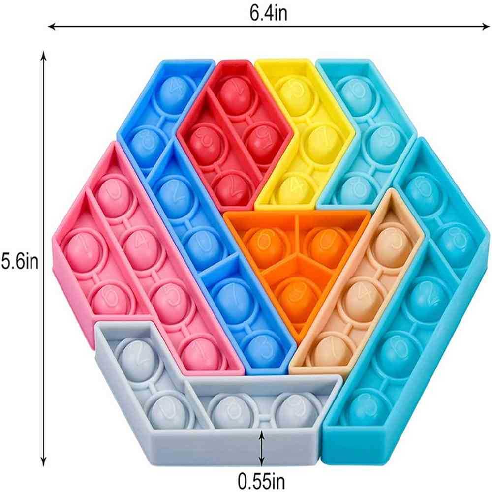 

Rainbow fidget sensory bubbles popper jigsaw push pop bubble tangram puzzle Toys Tiktok new fingertip desktop parent child game shapes changing G61TSQQ