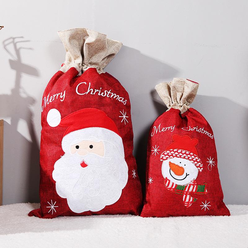 

Christmas Decorations Merry Numb Printed Santa Snowman Pattern Decorative Bag Gift Wrapping For Home 2022 Year
