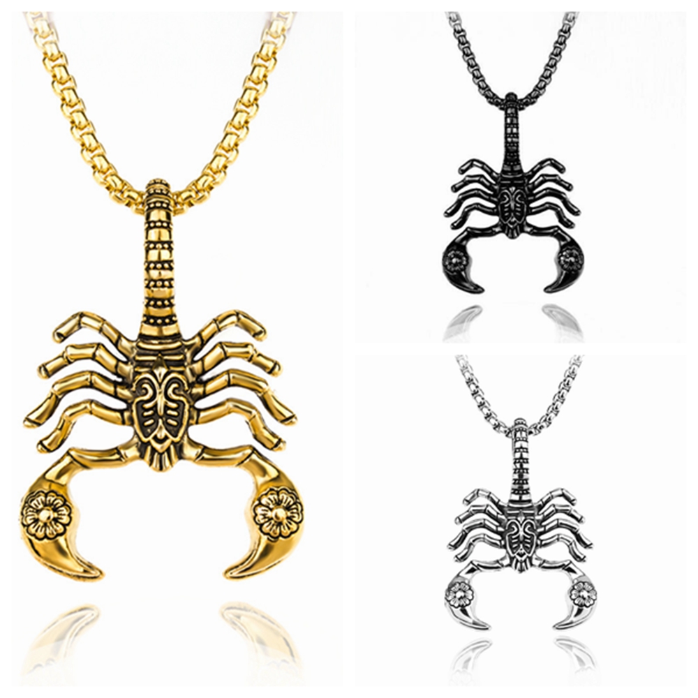 

9Pcs Alloy Scorpion Pendant Necklace Men Women Hip Hop Long Chain Punk Rock Jewelry Gift