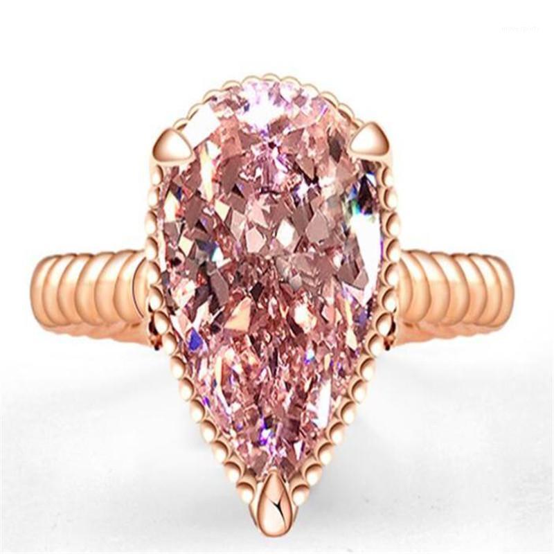 

Wedding Rings Fashion Rose Gold Luxury Crystal Women's Ring Romantic Female Finger Accessories Ladies Jewelry Gifts1