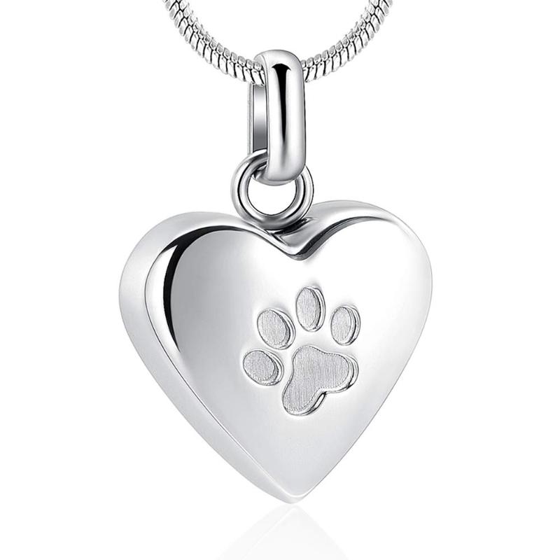 Bijoux de crémation pour animaux de compagnie, pendentif de cendres, collier d'urne en forme de cœur imprimé, souvenir commémoratif, chaînes pour