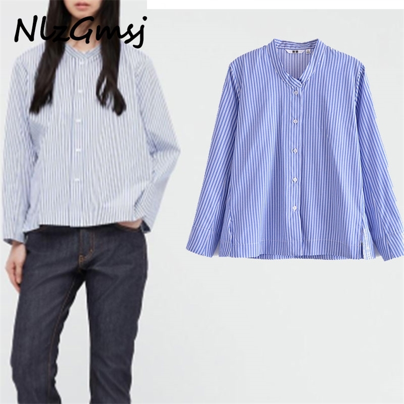 

Summer Ladies Top Solid Long Sleeve Striped Printed Shirt Fashion Casual Elegant Retro 05 210628, As picture