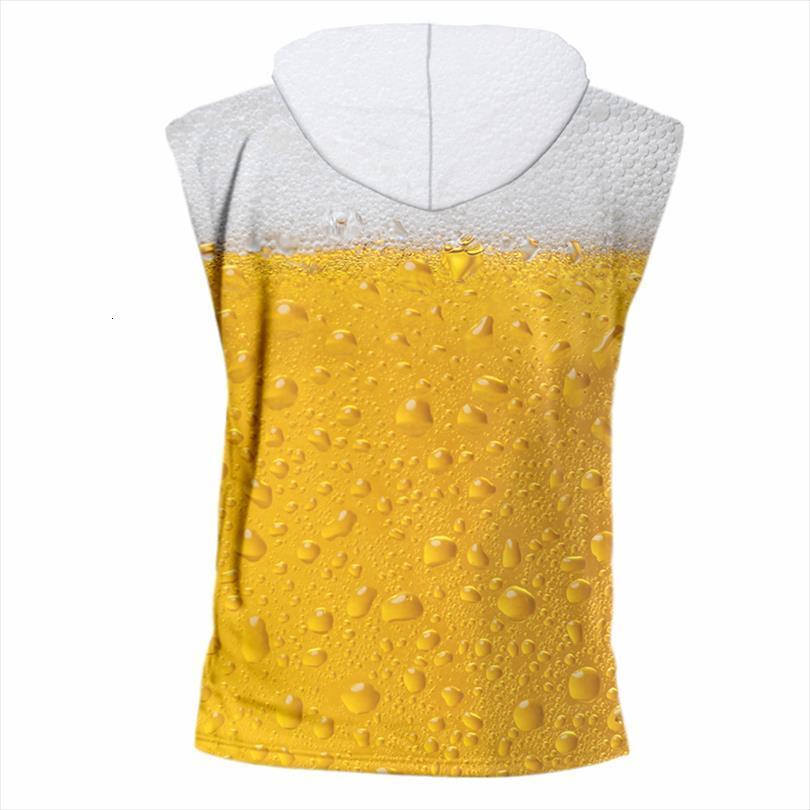 

male hoodie tank gyms 3d printing funny fresh beer vest streetwear costuming men summer sleeveless shirt wholesale, White;black