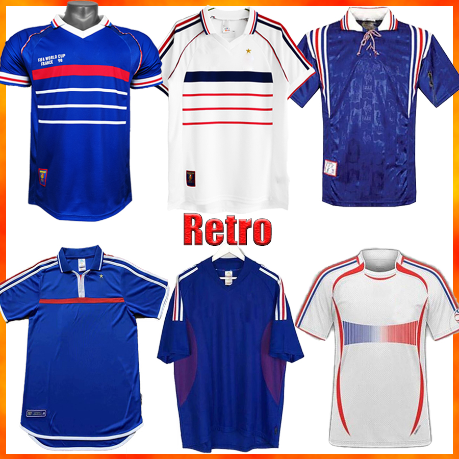 

France ZIDANE Retro Top quality version FFF soccer jersey 2000 96 98 02 04 06 1998 1999 Home DE FOOT Trezeguet HENRY MAILLOT football shirt, Black;yellow
