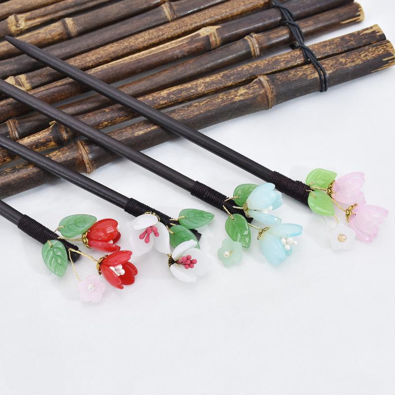 

Hair Clips & Barrettes Ancient Chinese Style Hanfu Wooden Hairpin Stick Classical Flower Tree Pin Tassel Stepping Handmade Accessories