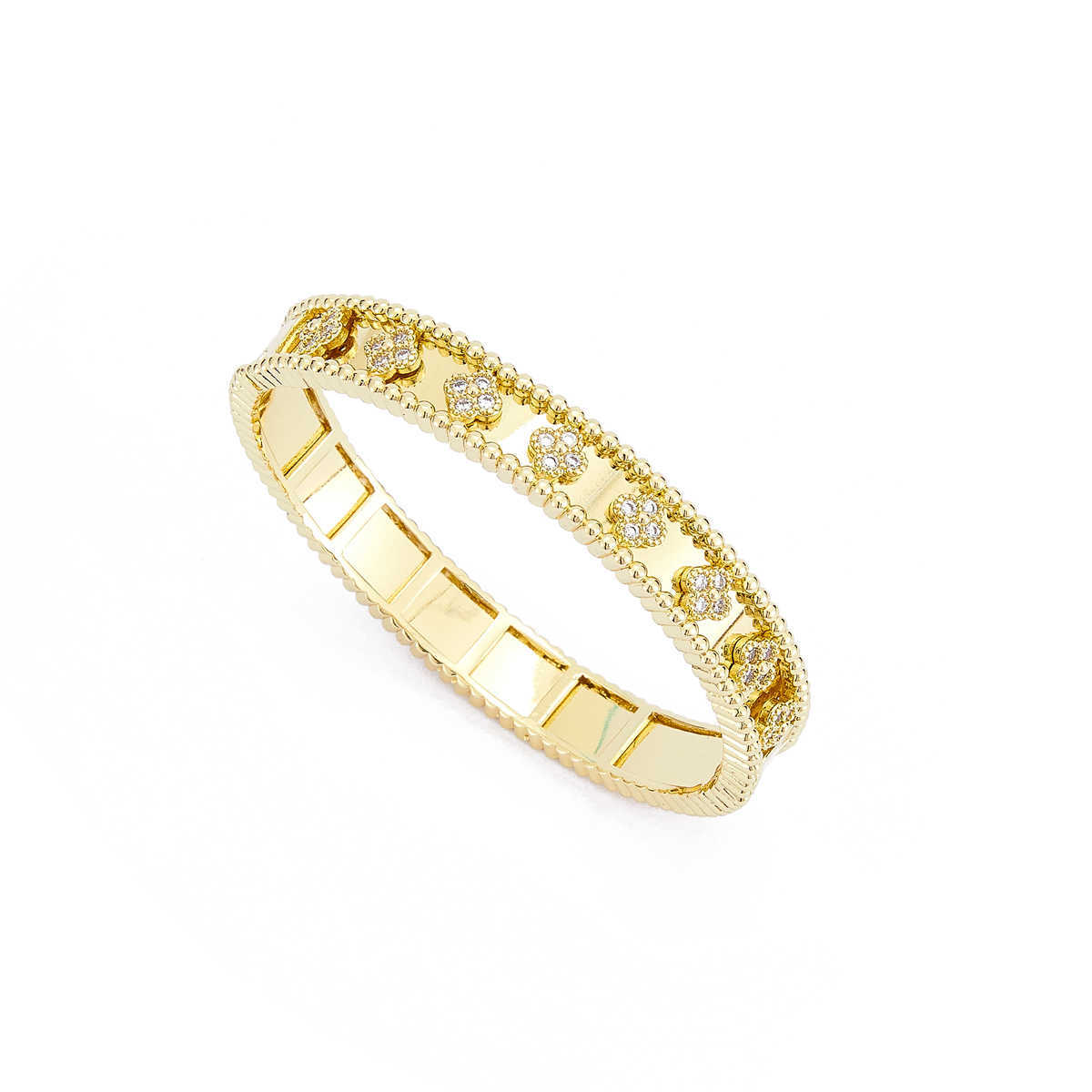 

Bangles for Women Gold Color Copper Materiel New Luxury Brand Fashion Classic Lovers Bracelet Gold Trendy Jewelry Gifts Q0720