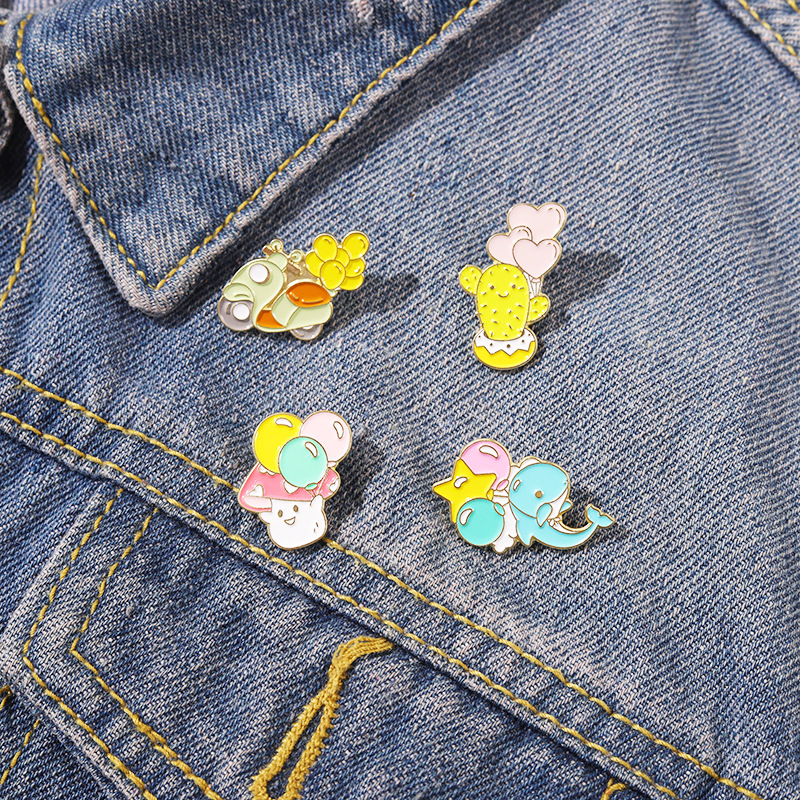 

Children Cartoon Mushroom Cactus Whale Brooches Women Alloy Heart Star Balloon Motorbike Lapel Pins Animal Plant Vehicle Enamel Sweater Clothes Badge Accessories