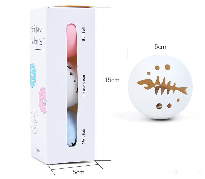 

The latest pet cat toy combination fish bone ball (1 set of 3) dog mint bells glow, funny supplies,