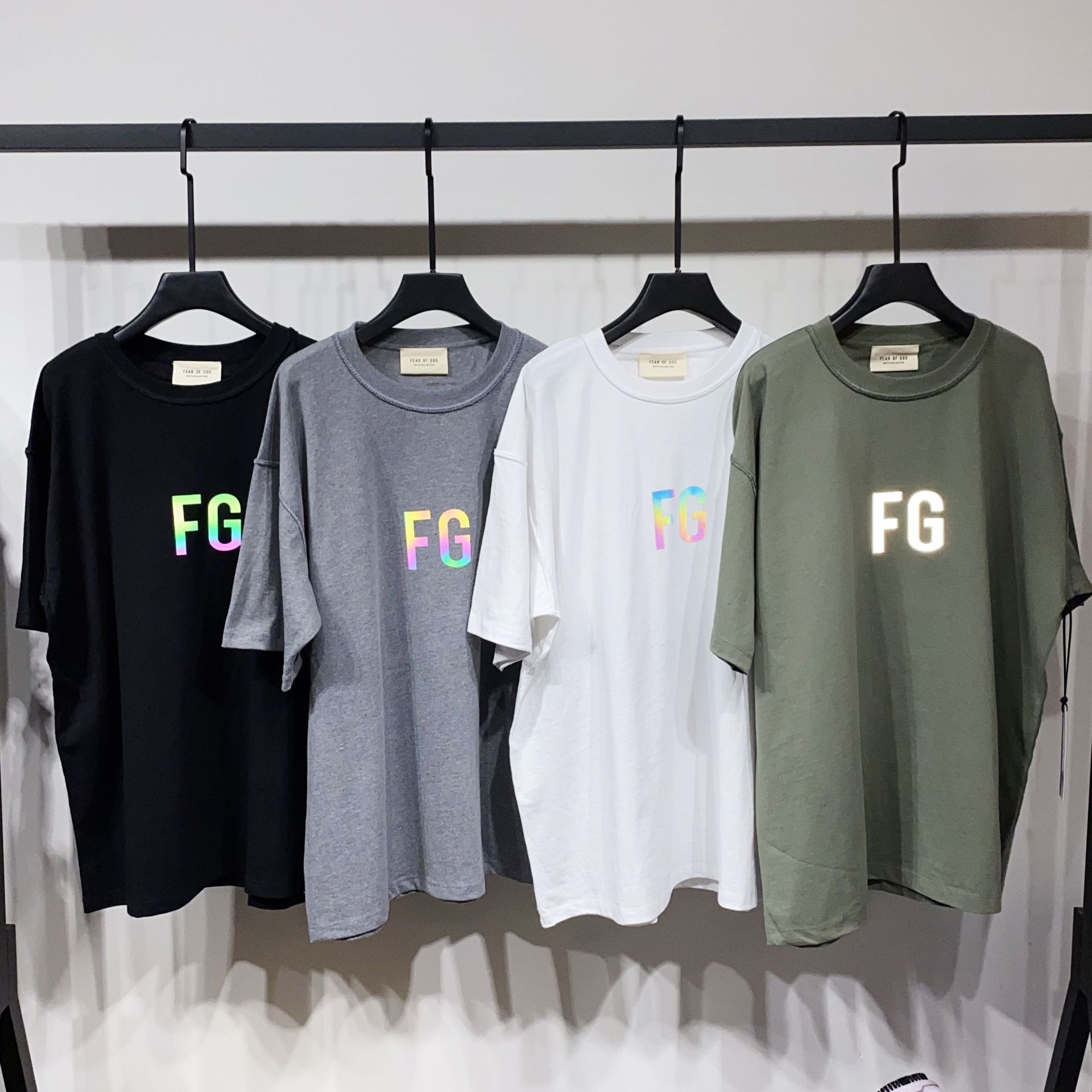 

19FW Fear Of God FOG Essentials 3M Reflective Tee FG Short Sleeves Men Women Summer Casual Street Skateboard T-shirt, Purple