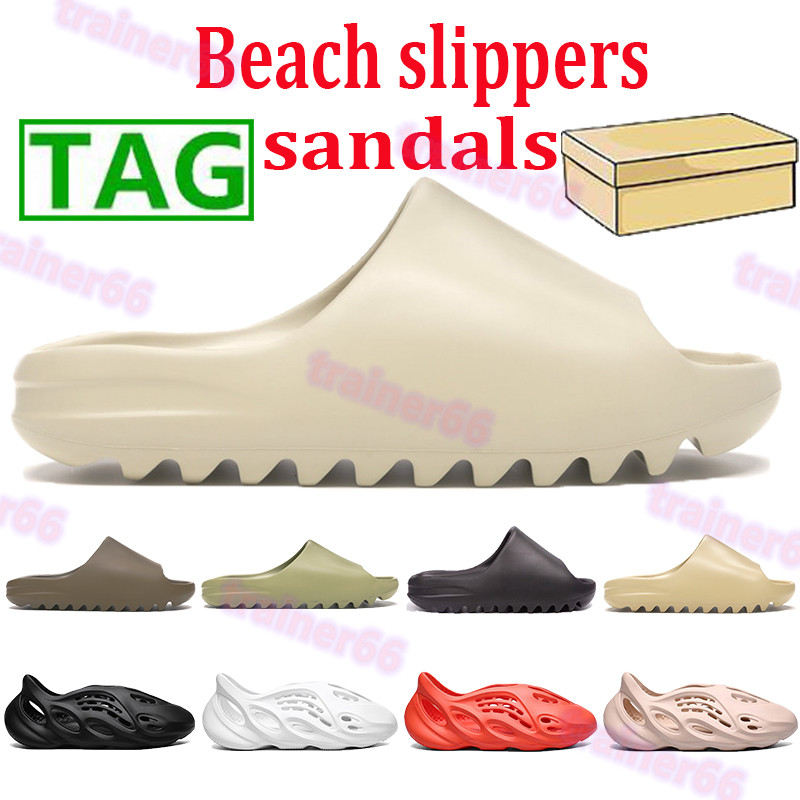

2021 foam runner sandals beach slippers resin earth brown bone white soot triple black ararat total orange men women slipper non-slip shoes